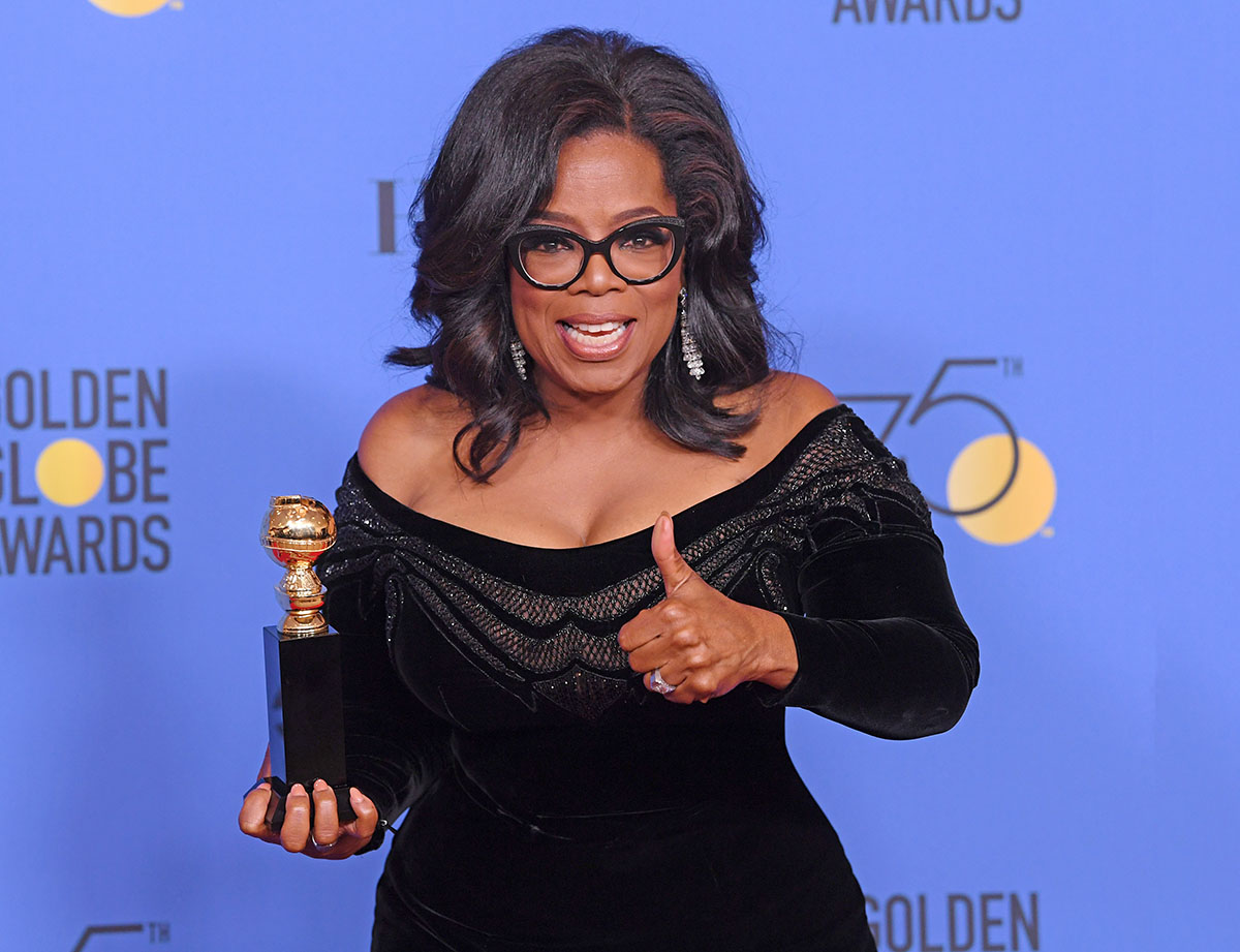 Mandatory Credit: Photo by David Fisher/REX/Shutterstock (9307692fb) Oprah Winfrey - Cecil B. DeMille Award 75th Annual Golden Globe Awards, Press Room, Los Angeles, USA - 07 Jan 2018