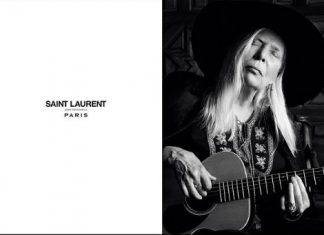 Com 71 anos Joni Mitchell é modelo da Yves Saint Laurent