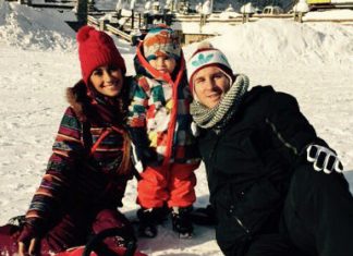 Messi leva filho e companheira à neve